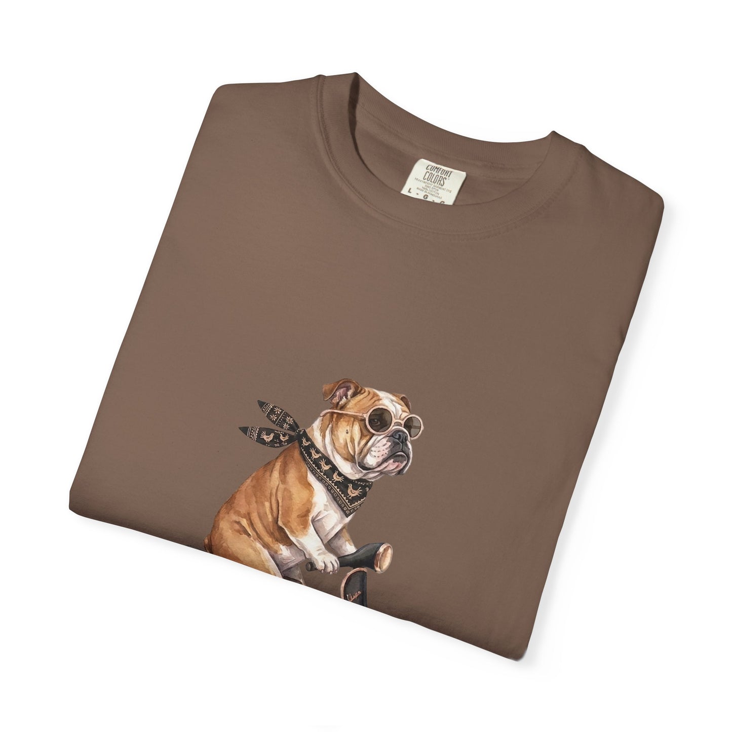 Funny English Bulldog Riding Vintage Scooter T-Shirt - Retro Dog Graphic Tee
