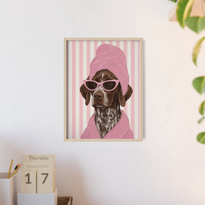 German Shorthaired Pointer Bathroom Poster - Funny Dog Spa Wall Art