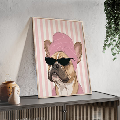 French Bulldog Bathroom Poster - Funny Frenchie Spa Wall Art