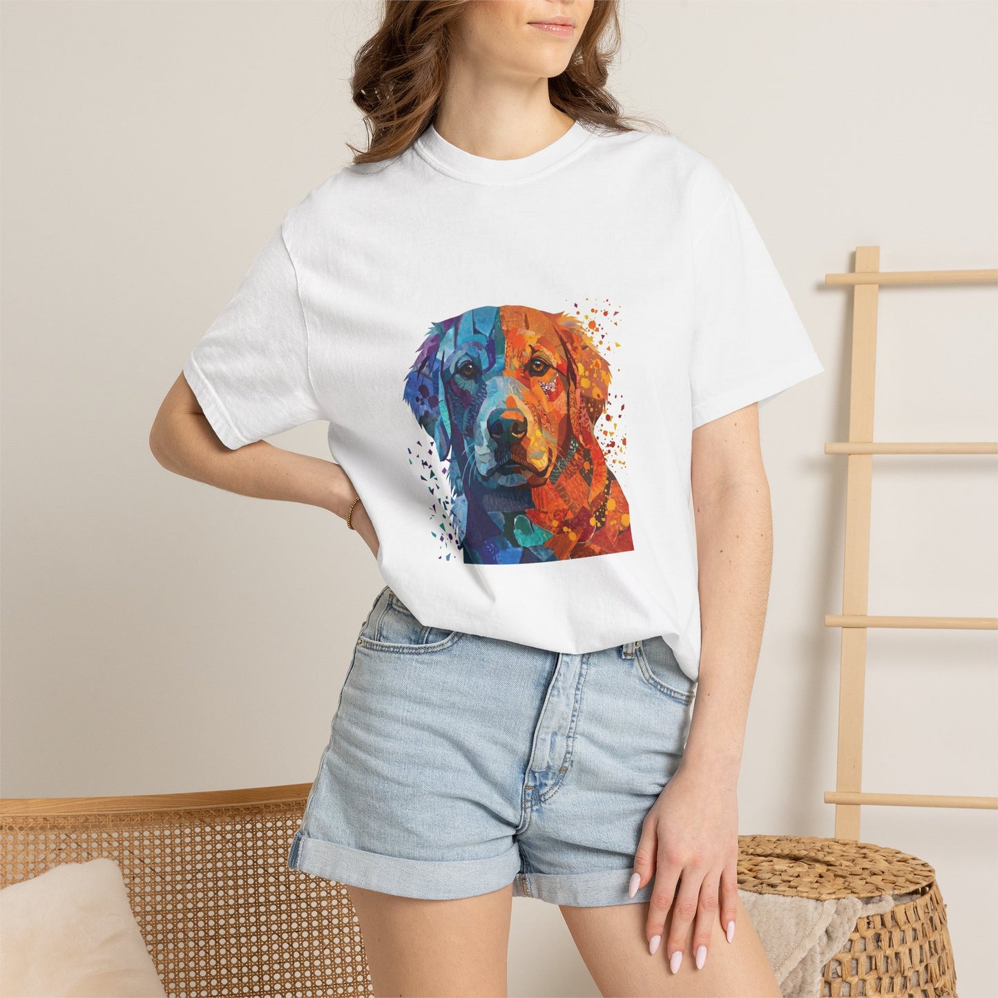 Golden Retriever Abstract Art Graphic T-Shirt - Colorful Pop Art Dog Tee