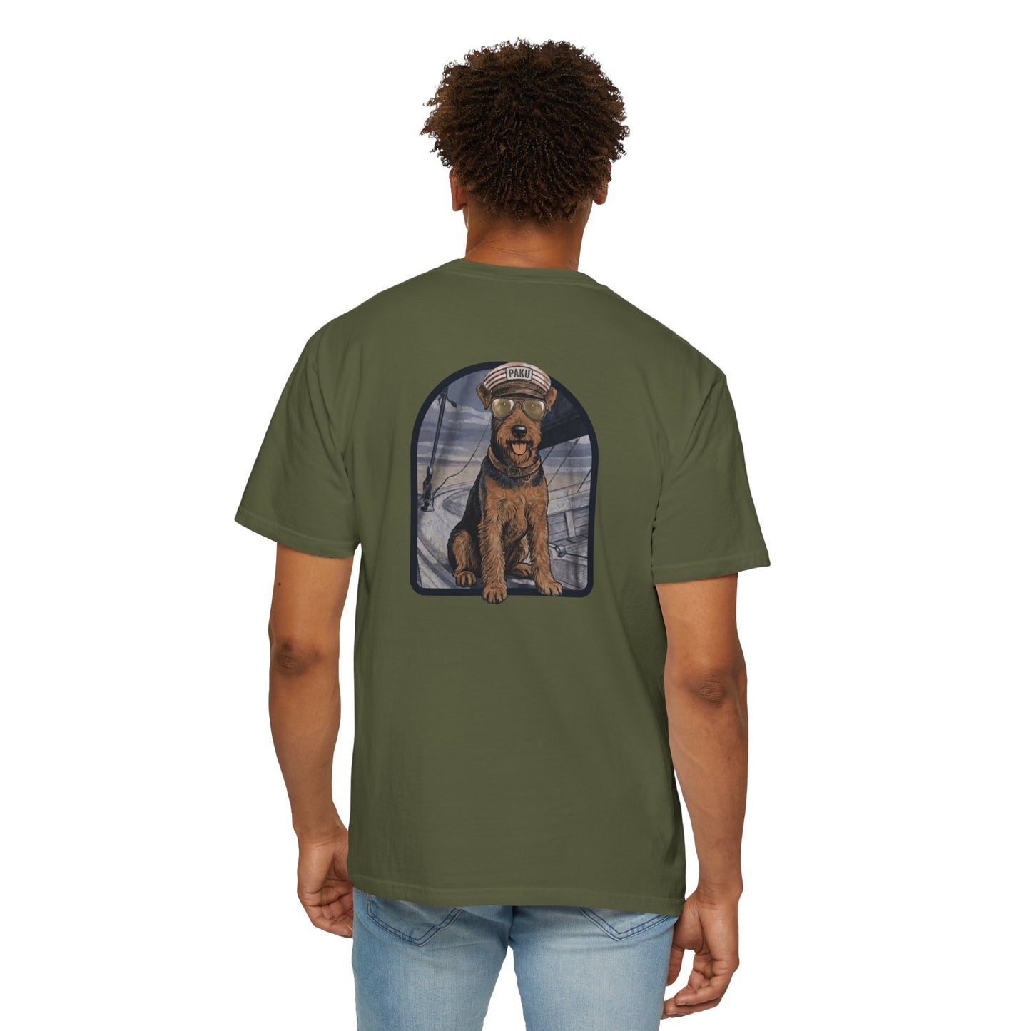 Cool Airedale Terrier Sailor Captain T-Shirt - Double-Sided Dog Tee
