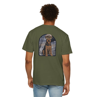 Cool Airedale Terrier Sailor Captain T-Shirt - Double-Sided Dog Tee