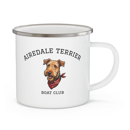 Airedale Terrier Boat Life Enamel Camp Mug | Nautical Dog Coffee Cup