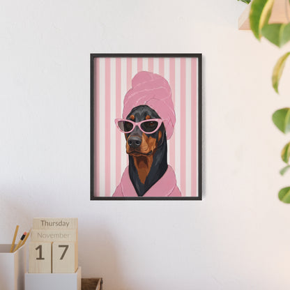 Doberman Bathroom Poster - Funny Dog Spa Wall Art