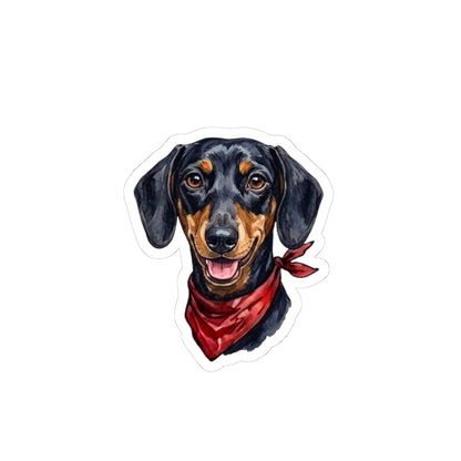 Cute Dachshund Sticker with Red Bandana - Waterproof Vinyl Dog Decal