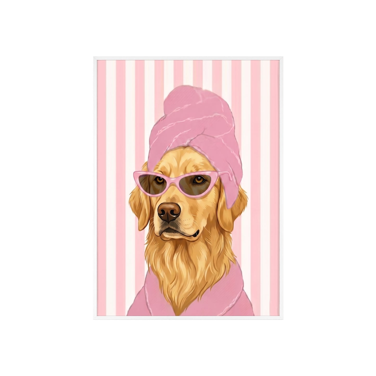 Golden Retriever Bathroom Poster - Funny Dog Spa Art
