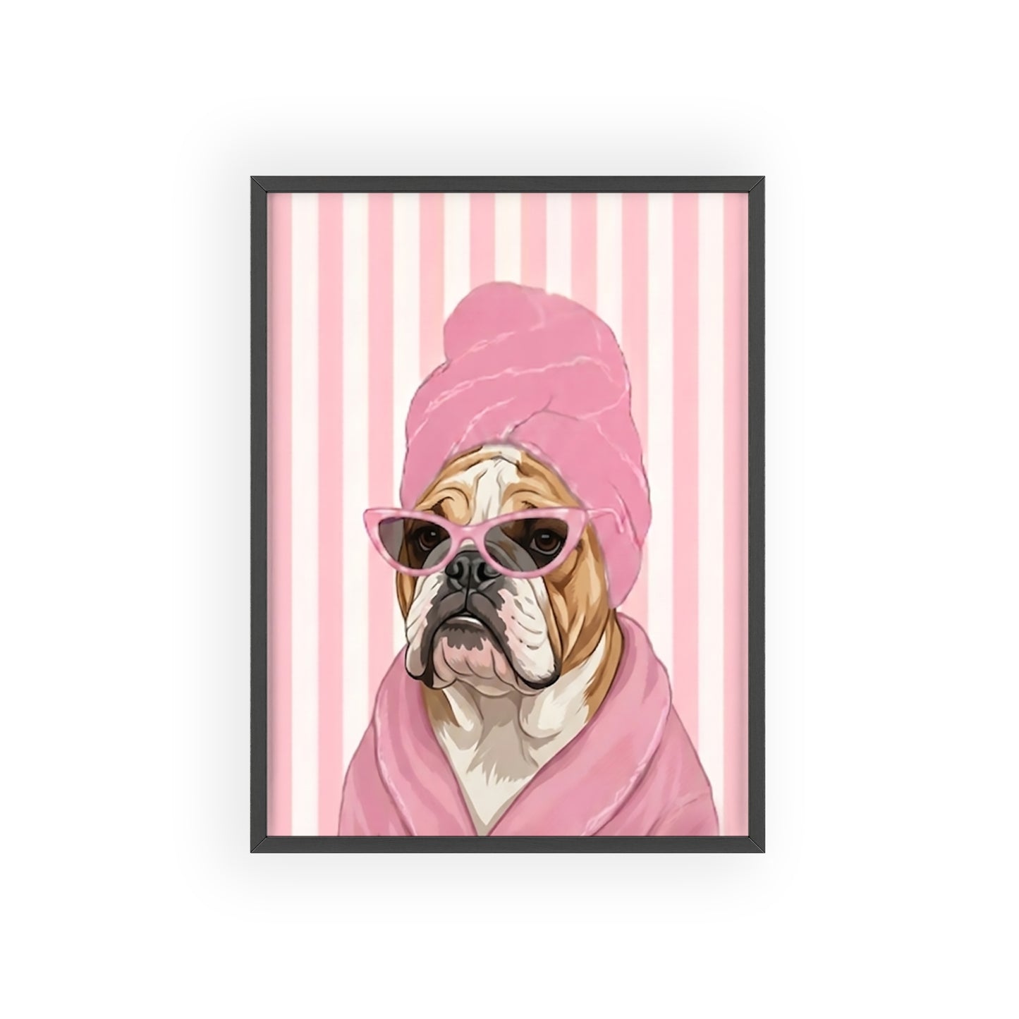 Funny English Bulldog Spa Day Framed Poster - Cute Bathroom Dog Wall Art