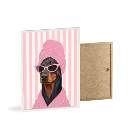 Doberman Bathroom Poster - Funny Dog Spa Wall Art